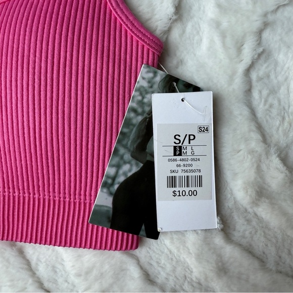 Sommer Ray Ribbed Sports Bra / Crop Top — Pink (S) - Picture 3 of 4